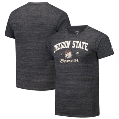 Oregon State Beavers League Collegiate Wear Arch Script Victory Falls Tri-Blend T-Shirt - Charcoal